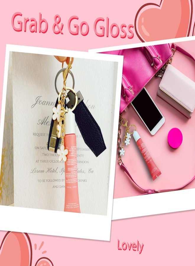 LUHOHI 4PCS Lip Balm Cap Keychain With Flower Charms for Summer Fridays, Lip Gloss Holder Keychains Kit for Summerfridays 0.5oz Portable Purse Accessories （No Lip Balm） - Image 2
